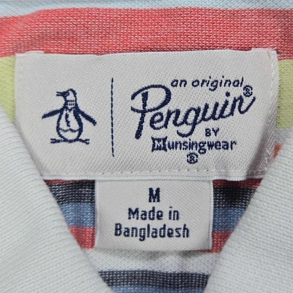 Original Penguin Polo Shirt Striped Short Sleeve Multi Color Mens Size M - Picture 4 of 7